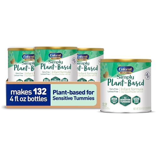 Enfamil Prosobee Plant based Baby Formula, for Sensitive Tummies, Soy-based Plant Sourced Protein, Vitamins for Immune Support, Lactose-free, Milk free, Gluten free, 20.9 Oz Can, 4 Count