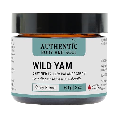 Organic Wild Yam Cream: Authentic Yam Cream with Certified Grass-Fed Tallow and Premium Botanicals, Plant Based Hormone Balance Cream, PMS, Menopause - Certified Grass-Fed by AGW (Clary Blend)