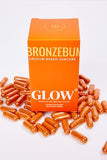 BRONZEBUM Glow+ Capsules Enhanced with Tomato Lycopene, Lutein, Vitamin A+E for Accelerated Tanning Vegan Powerful Antioxidant Tocotrienol Melanin Collagen Urucum Annatto Herbal Supplement Detox