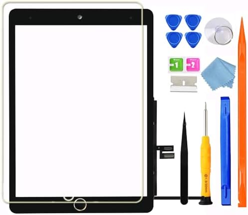 for iPad 9 (9th Generation) A2602 A2603 A2604 A2605 Screen Replacement Digitizer Touch Glass Kits, for iPad 9th Gen 10.2 Inch (2021 Released), Full Repair Sets+Home Button[No TouchID Chip]