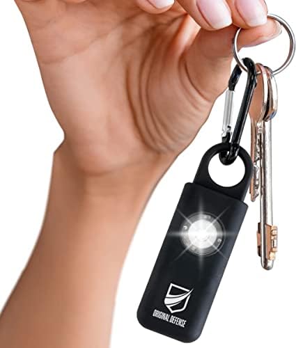 Original Defense® Siren Self-Defense Alarm (Black) - 130 dB Keychain Alarm with LED Strobe Light for Women, Children, and Elderly - Police Recommended