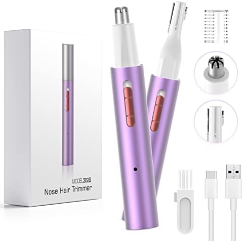 AHHFEI Rechargeable 5 in 1 Ear and Nose Hair Trimmer for Women, 2025 Professional Painless Eyebrow & Facial Hair Trimmer with Powerful Motor and Dual-Edge Blades Easy Cleansing