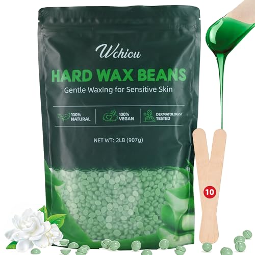 Hair Removal Wax, 2lb Wax Beads for Sensitive Skin, With Pure Aloe Vera, For Face, Eyebrow, Leg, Bikini, Brazilian Waxing, Coarse Body Hair Specific