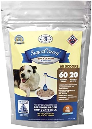 SuperGravy Bon A’ La Goat | Natural Dog Food Gravy Topper | Beef Bone Broth, Goat Milk for Dogs | Gluten Free & Grain Free, 60 Scoop, 01097, White