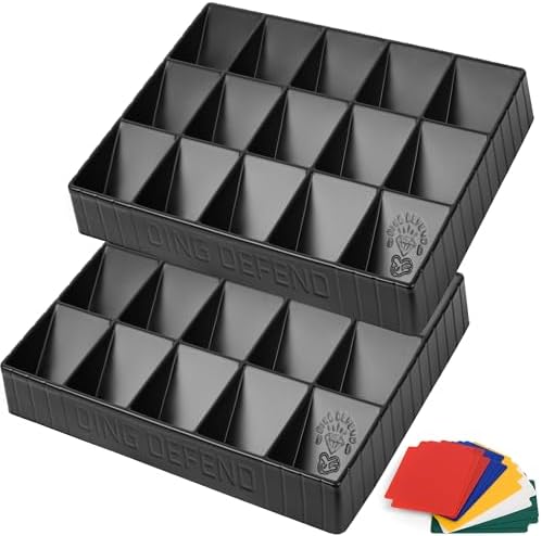 2 Pack Card Sorting Tray - Stackable Trading Card Organizer, 15-Compartment Playing Card Tray, Card Sorter Tray for Organizing Raw Cards, Sleeved Cards or Toploaders, Includes 15 Trading Card Dividers