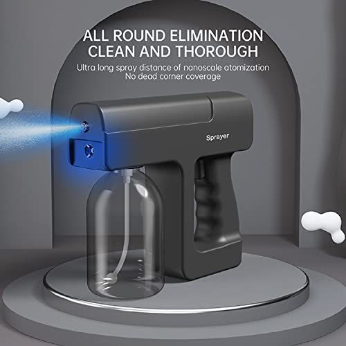 MOSSRW Disinfectant Spray Gun Handheld Spray Disinfection Gun Charging Portable Blue Light atomizing Gun Spray for Atomizer Sprayer pet Disinfection (Black)