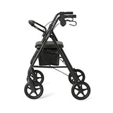 Medline Aluminum Rollator Walker with Seat, Folding Mobility Rolling Walker has 8 inch Wheels, Black