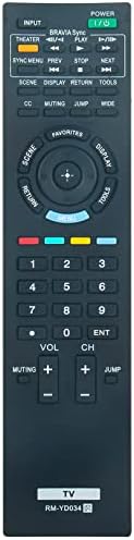 RM-YD034 Replace Remote Control Work for Sony Bravia TV KDL-46EX500 KDL-40EX500 KDL-55EX501 KDL-46EX501 KDL-32EX600 KDL-32EX501 KDL-40EX501 KDL-32EX500 KDL-46EX600 KDL-60EX500 KDL-55EX500 KDL-40EX600