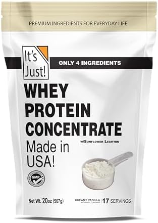 It's Just! - 100% Whey Protein Concentrate, Made in USA, Premium WPC-80, Natural Vanilla Flavor (1.25 Pound, /Vanilla)