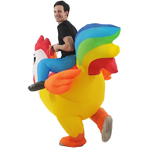 KOOY Inflatable Costume Adult,Halloween Costumes Women Men Rooster Ride On Chicken Costume,Halloween Costumes Blow up Costumes