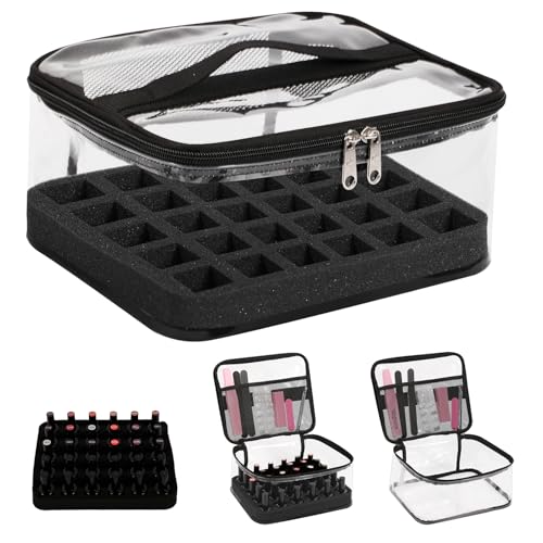 Beloving Nail Polish Organizer Bag Holds 30 Bottles (15ml/0.5 fl.oz) Portable Supplies Organizer Handbag for Manicure Tools, Portable Nail Supplies Kit Organizer Carrying Case (Black)