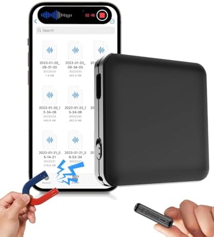 64G Magnetic Voice Recorder - 160 Hrs Battery Life, 800 Hrs Storage, 1536kpbs - Voice Activated, One-Button Recording, Phone and Computer Playback - Ideal for Lectures, Meetings, Interviews, Classes
