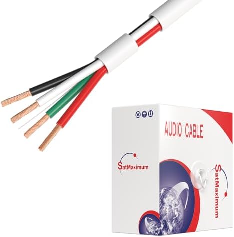 Cables Direct Online 250 feet Speaker Wire 14 Gauge CL2 Rated Indoor Low Voltage Copper Clad Aluminum (CCA) 4 Conductors Cable with Easy Pull Box – Perfect for in-Wall Installation – 14/4