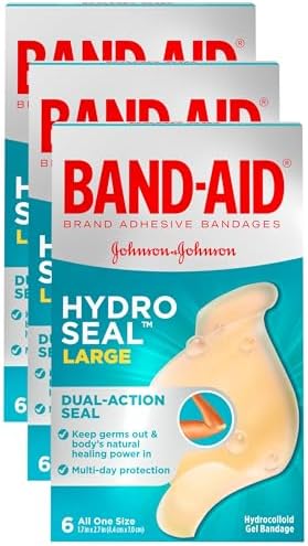 Band-Aid Brand Hydro Seal Large Waterproof Adhesive Bandages for Wound Care and Blisters, 6 ct (Pack of 3)