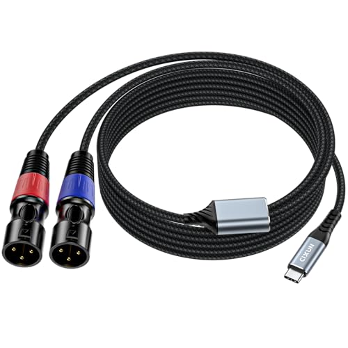 USB C to Dual XLR Male Audio Cable, 32Bit/384Khz USB Type C to XLR Male Output Stereo Cord, Male XLR to USB C Speaker Adapter for Power Amplifier, Mixer Console (2M/ 6.6FT)