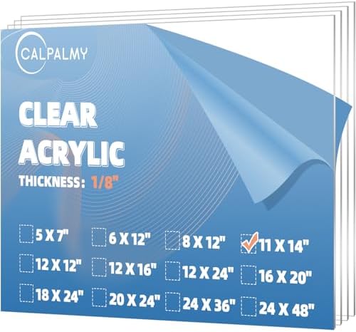 CALPALMY (4-Pack) 11x14 Clear Acrylic Sheet Plexiglass 1/8” Thick, Use for Craft Projects, Signs, Display Cases and More, Cut with Cricut, Engraver, Saw or Hand Tools – No Knives