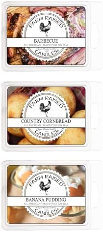 Summer BBQ Cookout Pack 3 Pack Wax Melts Variety - Natural Soy Wax Melts - 100% All USA Made - Farm Raised Candles - Paraffin & Dye Free - Wax Warmer Melts Barbecue,Country Cornbread, Banana Pudding