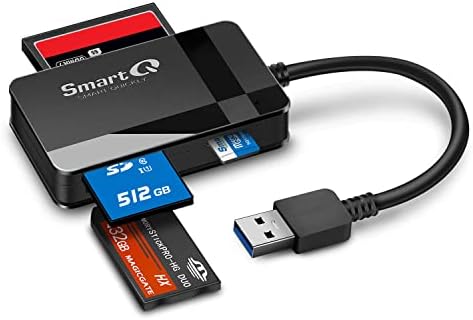 SmartQ C368 USB 3.0 Card Reader - Plug & Play, Compatible with Apple & Windows, Supports SD, Micro SD, MS, CF Cards