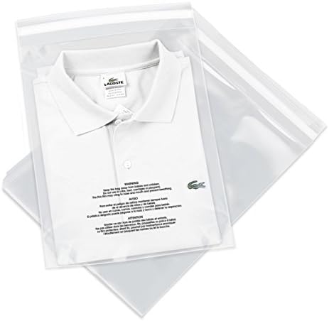 Spartan Industrial - 12” X 15” (100 Count) Self Seal Clear Poly Bags with Suffocation Warning for Packaging, T Shirts & Shipping - Permanent Adhesive