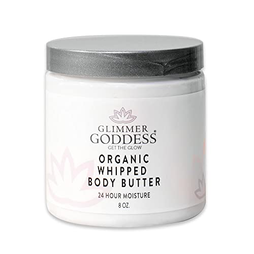 GLIMMER GODDESS Organic Whipped Body Butter- Orange Creamsicle, Vegan, 24 Hr Hydration, Less Stretch Marks, All Skin Types, Child-Safe, Organic, 8 oz