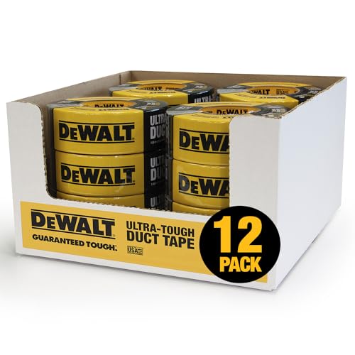 DEWALT Ultra-Tough Black Duct Tape, 12 Roll Multi-Pack, 1.88 in x 30 yd