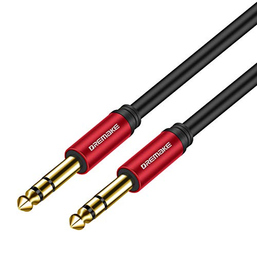 DREMAKE Jack 6.35mm Male-Male Stereo Audio Instrument Patch Cord, 3FT TRS 1/4 Inch to 1/4 Inch 6.5mm Balanced Guitar Cable for Pro Audio, Electric Mandolin, Electric Organ, Saxophone, Microphone