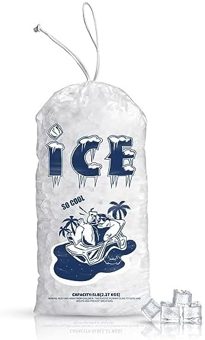 50 Pack Ice Bags 5 lb, Heavy-Duty Ice Bags with Drawstring(2 Mils Thickness)