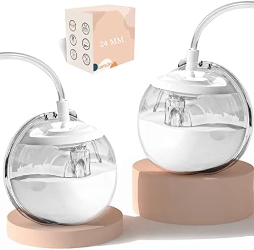 Wearable Milk Collection Cup, Hands Free Milk Collector Cup Compatible with Most Electric Breast Pump, Zomee/Spectra/Medela Breast Pump Collection Parts, Accessories Replacement (24 mm 2Pcs)