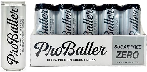 ProBaller Ultra Premium Energy Drink - Citrus Sugar Free - Natural Energy Drink, Guarana, Essential B-Vitamins, Ginseng, Milk Thistle, L-Carnitine, L-Glutamne, Inositol, Taurine. 12 fl oz (pack of 15)