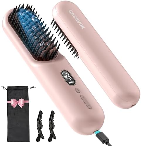 Portable Cordless Hair Straightener Brush for Travel,Mini Hair Straigh