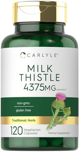 Carlyle Milk Thistle Supplement | 4375mg | 120 Capsules | High Potency Extract | Vegetarian, Non-GMO, Gluten Free