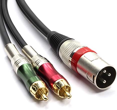 SiYear 10FT XLR Male to 2 x Phono RCA Plug Adapter Y Splitter Patch Cable, 1 XLR Male 3 Pin to Dual RCA Male Plug Stereo Audio Cable Connector(3 M)