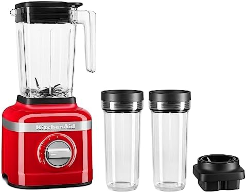 KitchenAid K150 3 Speed Ice Crushing Blender with 2 Personal Blender Jars - KSB1332Y,Passion Red, 48 oz