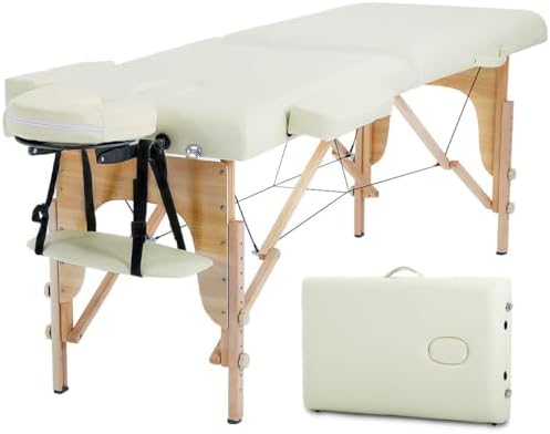 BestMassage Massage Table Portable Massage Bed Lash Bed 2 Fold SPA Table 24 inch Wide Adjustable Salon Bed with Non-Woven Bag for Spa Footmassage Facial CareSpa Tattoo