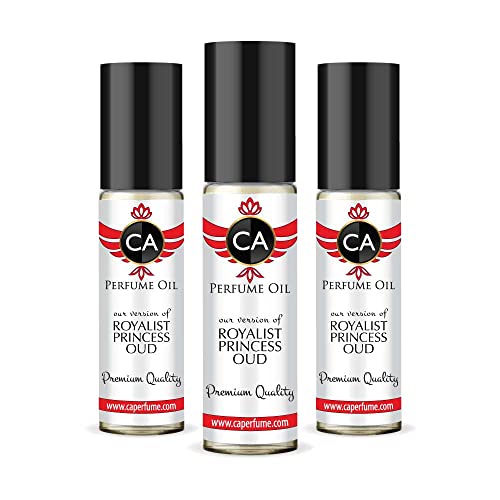 CA Perfume Impression of Royalist Princess Oud For Women Replica Fragrance Body Oil Dupes Alcohol-Free Essential Aromatherapy Sample Travel Size Concentrated Long Lasting Attar Roll-On 0.3 Fl Oz-X3