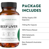 Grass Fed Beef Liver Capsules - 100% Pasture Raised - No Fillers or Flow Agents - 120 Count 3,000mg Serving - 30-Day Supply - Iron and Energy - Grass fed Desiccated Liver Supplement