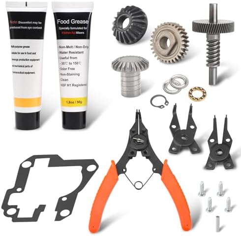 Worm Gear Kit 9706529, 9709511, 9703337, 9709231 Compatible With Whirlpool/KitchenAid 5QT & 6QT Stand Mixer with Worm Gear, Food Grade Grease, Retaining Ring Pliers, Mixer Bevel Gear Kit etc