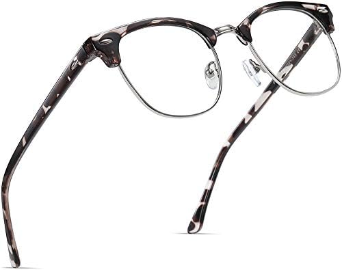 Blue Light Blocking Glasses Vintage Half Frame UV Clear Lens Anti Eyestrain Computer Gaming Glasses for Women Men