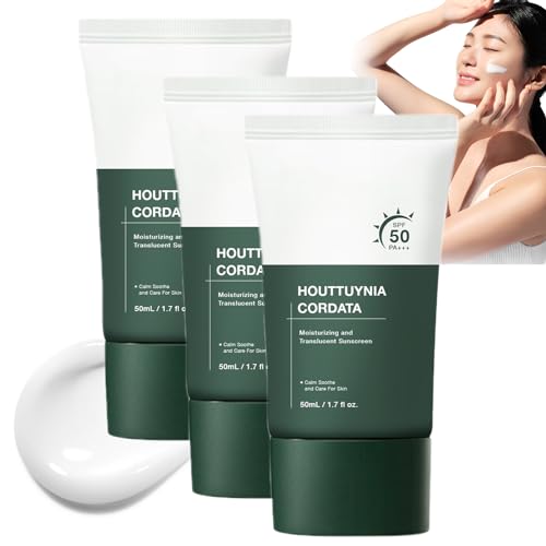 Heartleaf Silky Moisture Sunscreen, Moisture Daily Sunscreen, Korean SPF 50+ PA++++ Clear Filter Sun Essence, No White Cast, Hydrating, Moisturizing, Cools Down, Light Finish