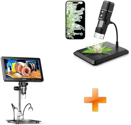 TOMLOV DM1 Wireless Digital Microscope,Handheld USB HD Inspection Camera 50x-1000x Magnification with Stand+DM9 Max
