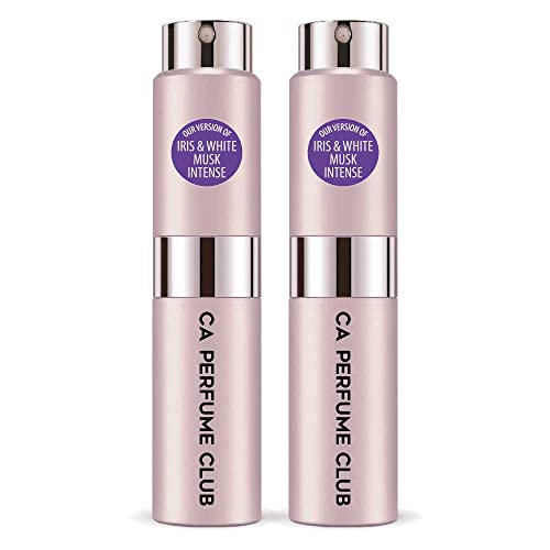CA Perfume Impression of J. Mlon Iris & White Musk Intense For Women Replica Version Fragrance Dupes Concentrated Long Lasting Eau de Parfum Spray Refillable Atomizer Bottle 0.27 Fl Oz-X2