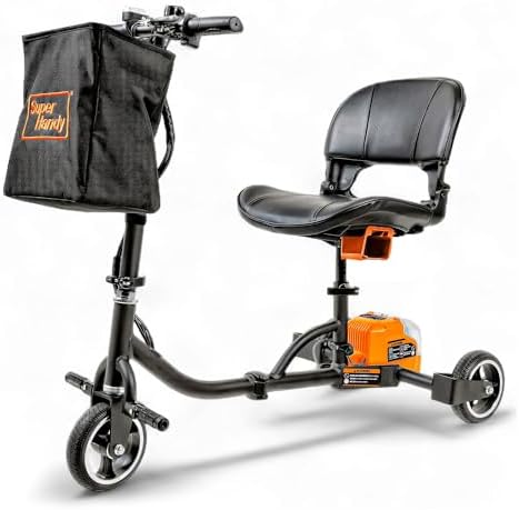 SuperHandy Passport Mobility Scooter for Adults - Foldable, 3 Wheel, Airline Travel Friendly - 13 Mile Range, 48V 2Ah Li-Ion Swappable Battery System (1 Li-Ion Battery)