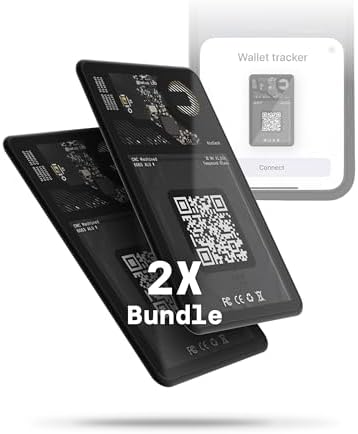 Rolling Square Aircard Wallet Tracker - Bluetooth Wallet Finder (2-Pack) Find My Network Compatible with Business Card Feature NFC/QR Code