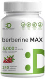 DEAL SUPPLEMENT Berberine Max Supplement, 5,000mg Per Serving, 240 Veggie Capsules – 97% Pure Berberine HCL – 25:1 Root Extract – Vegetarian Friendly, Non-GMO