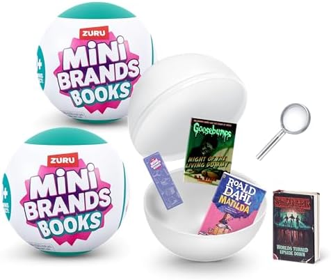 Mini Brands Books (2 Pack) by ZURU Real Miniature Book Brands Collectible Toy, Capsules of 5 Mystery Miniature Books with Real readable Pages and Accessories for Kids, Teens, Adults