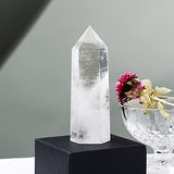 Runyangshi Large Clear Quartz Healing Crystal Wand 4.72"-5" Natural Crystal Tower 6 Faceted Single Point Crystal Prism Wand Natural Quartz Stones for Meditation Reiki Chakra Therapy Home Decor Gift