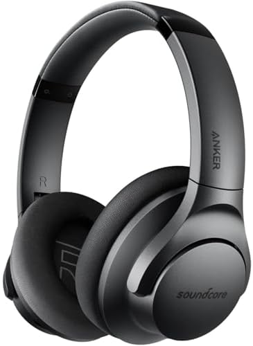 Soundcore Anker Life Q20 Hybrid Active Noise Cancelling Headphones, Wireless Over Ear Bluetooth Headphones, 60H Playtime, Hi-Res Audio, Deep Bass, Memory Foam Ear Cups, Travel, Office, Micro Charging