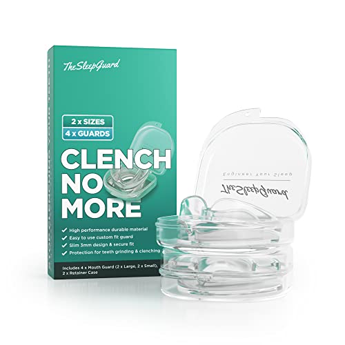 TheSleepGuard Mouth Guard for Clenching Teeth at Night [Pack of 4] Best Night Guards for Teeth Grinding, Mouth Guard for Grinding Teeth & TMJ | Night Guard for Men & Women