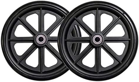 Caster Wheel, Hard Rubber Tire, 8" x 1"- 2 3/8" Hub Width; Fits Most Sunrise, Medline, Drive, Invacare, E&J, Guardian, ALCO & Other Manual Wheelchairs (Black, 7/16" Axle, Wide Hub) One Pair