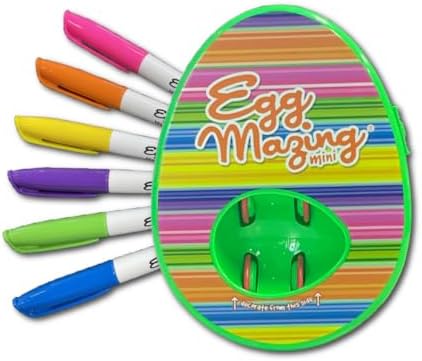 The EggMazing Easter Egg Mini Decorator Kit Arts and Crafts Set - Includes Egg Decorating Spinner and 6 Markers [Packaging May Vary]